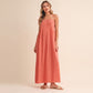 Voice Pintuck Detailed Strappy Maxi Dress/ Fully Lined