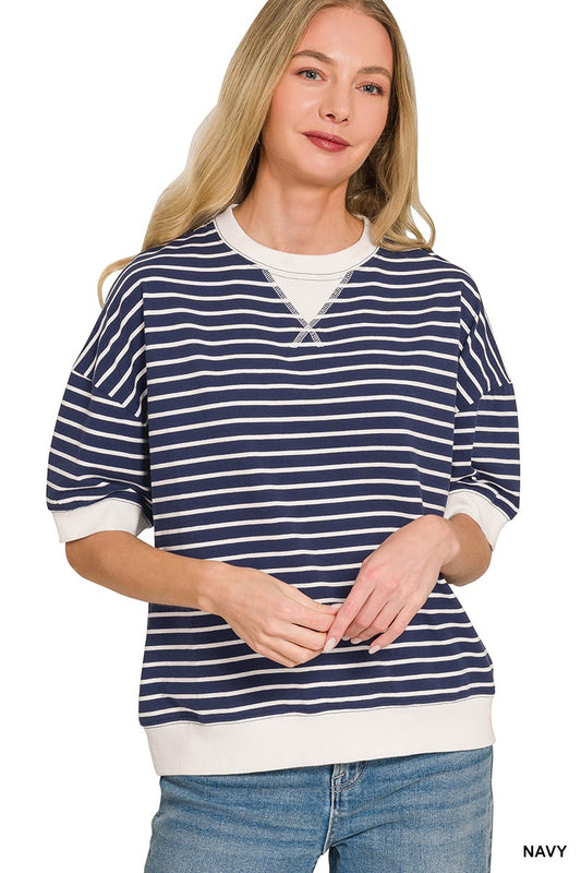 Comedy Striped Rib Banded Pullover