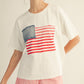 July American Flag Patched Casual Wash Top American Flag Patched Casual Wash Top  R7154