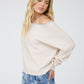 Shannon Contrast Trim Off Shoulder Long Sleeve Sweater