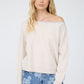 Shannon Contrast Trim Off Shoulder Long Sleeve Sweater