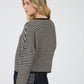 Fully Stripe Raw Edge Button Down Long Sleeve Cardigan