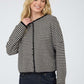 Fully Stripe Raw Edge Button Down Long Sleeve Cardigan