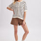 Carpenter Stripe Short Sleeve Sweater Cardigan