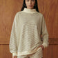 Civil Stripe Print Mock Neck Oversized Sweatshirt