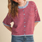 Lyndsey Striped Short Sleeve Sweater Cardigan