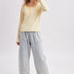 Default Stripe Henley Long Sleeve Top