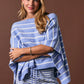 Boat Neck Stripe Poncho Sweater Top
