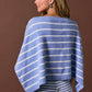 Boat Neck Stripe Poncho Sweater Top