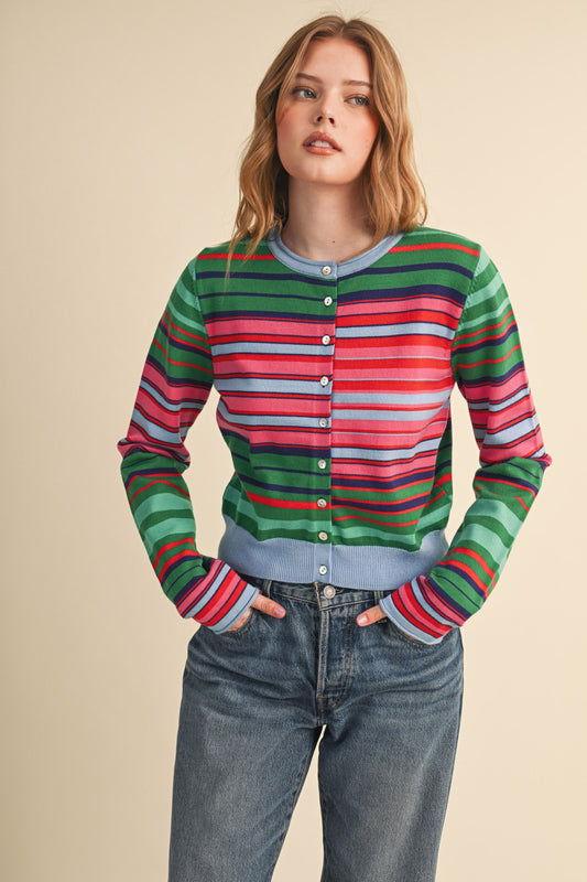 Blast Mutli-color Striped Sweater Cardigan