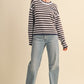 Return Contrast Triangle Stitch Striped Sweater