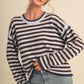 Return Contrast Triangle Stitch Striped Sweater