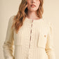 Patch Pocket Bobble Knit Sweater Cardigan