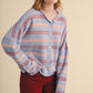 Nothing Striped Sweater Cardigan With Rolled Edges