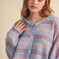 Nothing Striped Sweater Cardigan With Rolled Edges