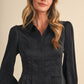 Crystal Pleated Waist Button Up Top