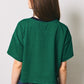 Henley Cropped Stripe Short Sleeve Top