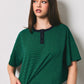 Henley Cropped Stripe Short Sleeve Top