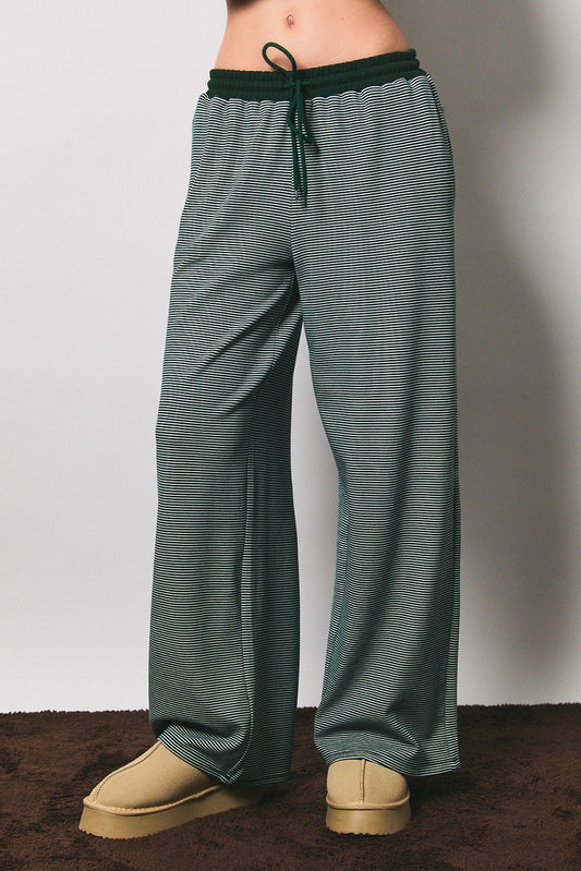 Quince Pants Striped Mid-rise Wide-leg Lounge Pants