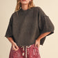 Truffle Marled Knit Mock Neck Short Sleeve Sweater