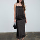 Adams Satin Lace Hem Back Slit Pencil Midi Skirt