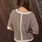 Callie Stripe Contrast Trim Short Sleeve Knit Sweater