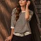 Callie Stripe Contrast Trim Short Sleeve Knit Sweater