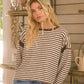 Another Stripe Contrast Trim Back Cut-out Detail Knit Top