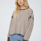 Another Stripe Contrast Trim Back Cut-out Detail Knit Top