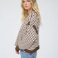 Another Stripe Contrast Trim Back Cut-out Detail Knit Top