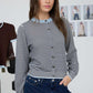 Preview Stripe Contrast Trim Button Down Knit Cardigan