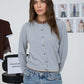 Preview Stripe Contrast Trim Button Down Knit Cardigan