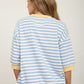 Silence Colorblock Trim Stripe Short Drop Sleeve Knit Top