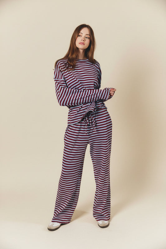 Jay Mid Rise Wide Leg Stripe Pants
