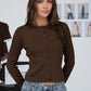 Magazine Scalloped Button Detail Long Sleeve Knit Cardigan