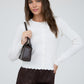 Magazine Scalloped Button Detail Long Sleeve Knit Cardigan