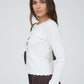 Magazine Scalloped Button Detail Long Sleeve Knit Cardigan