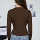 Magazine Scalloped Button Detail Long Sleeve Knit Cardigan