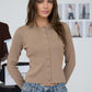 Magazine Scalloped Button Detail Long Sleeve Knit Cardigan