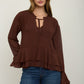 Sidekick Tiered Ruffle Tie-neck Long Sleeve Top