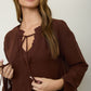 Sidekick Tiered Ruffle Tie-neck Long Sleeve Top
