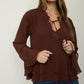 Sidekick Tiered Ruffle Tie-neck Long Sleeve Top