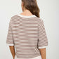 Fellow Textured Stripe Crew Neck Half Sleeve Sweater