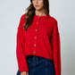 Escalade Raw Edge Exposed Seam Button Down Knit Cardigan