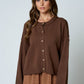 Escalade Raw Edge Exposed Seam Button Down Knit Cardigan