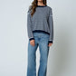 Swift Stripe Relaxed Back Button Detail Knit Sweater