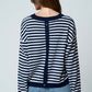 Swift Stripe Relaxed Back Button Detail Knit Sweater