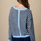 Swift Stripe Relaxed Back Button Detail Knit Sweater
