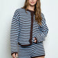 Bartlett Striped Button Down Long Sleeve Contrast Cardigan