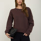 Boat Neck Raw Edge Knit Pullover Sweater
